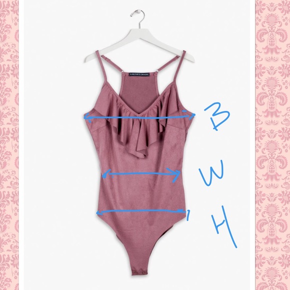 HARLOW & GRAHAM Faux Suede Bodysuit Dusty Rose - Picture 8 of 11